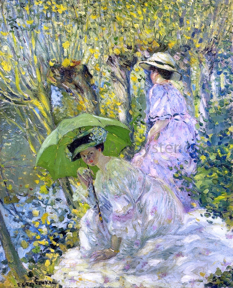  Frederick Carl Frieseke Two Young Women in a Garden - Hand Painted Oil Painting