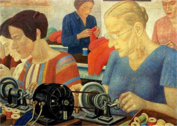  Pavel Filonov Udarnitzi Record Breaking Workers at the Factory Krasnaya Zaria - Hand Painted Oil Painting