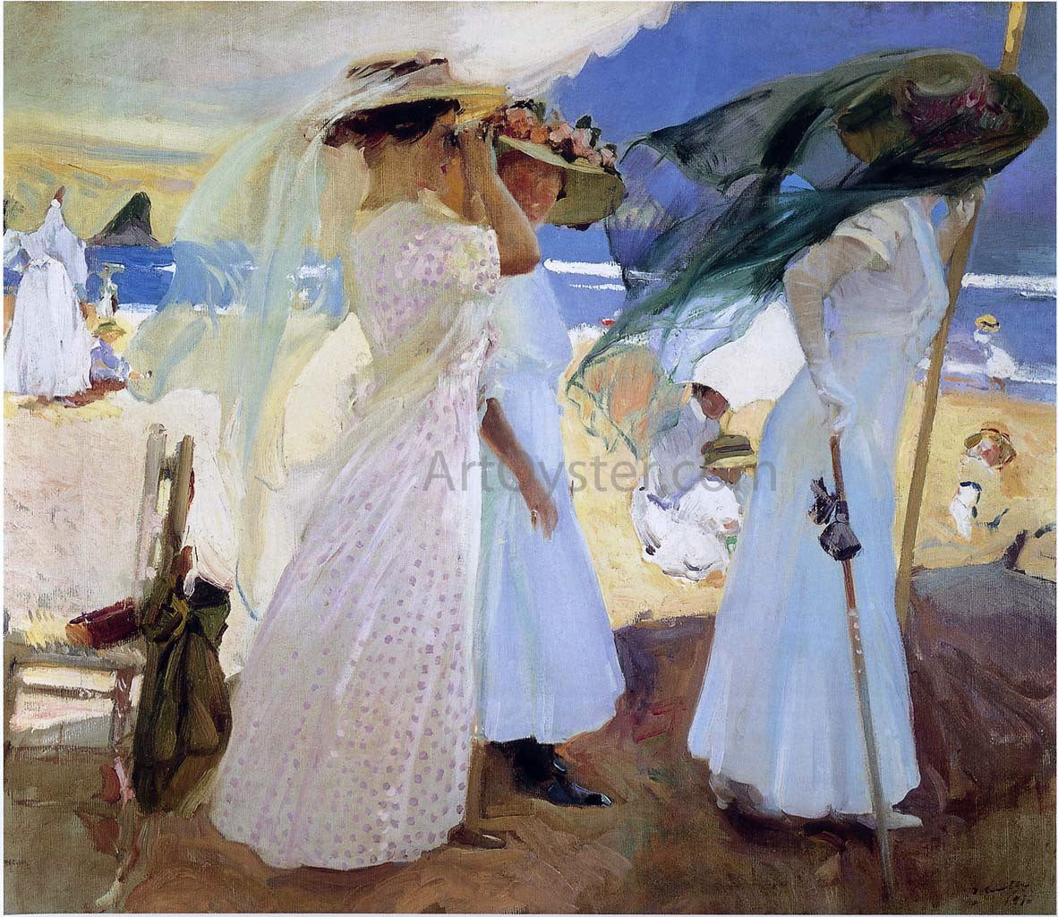  Joaquin Sorolla Y Bastida Under the Awning, Zarauz - Hand Painted Oil Painting