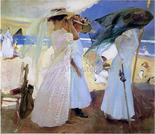  Joaquin Sorolla Y Bastida Under the Awning, Zarauz - Hand Painted Oil Painting