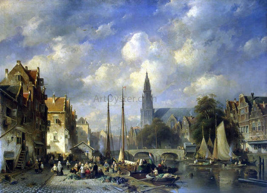  Charles Joseph Leickert Urban Landscape - Hand Painted Oil Painting