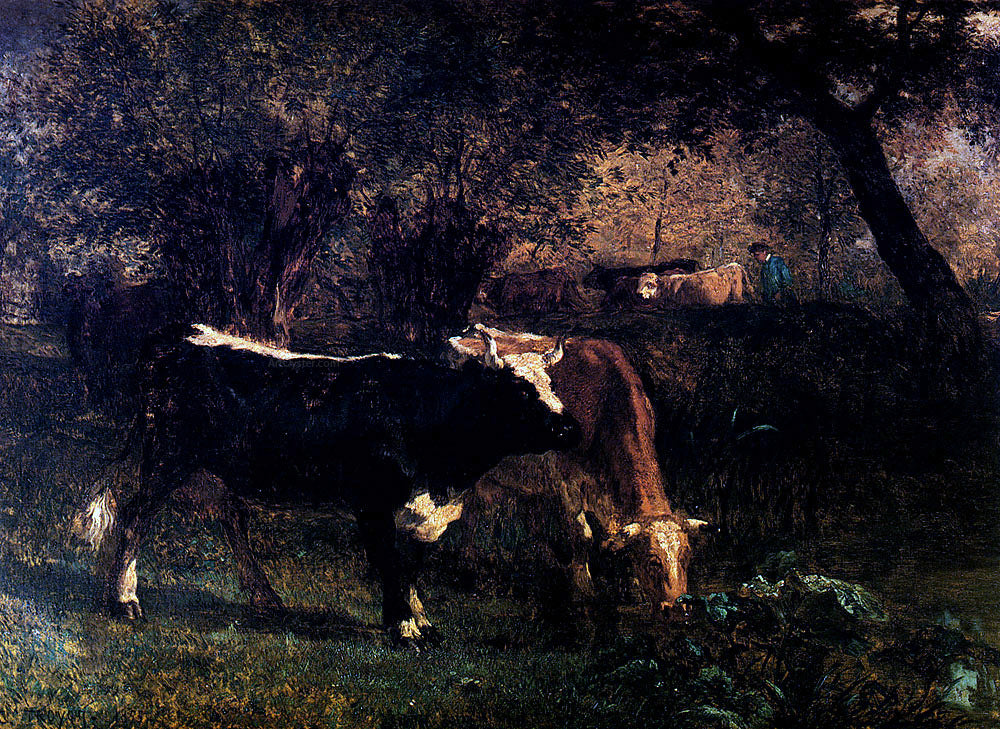  Constant Troyon Vaches A L'Abreuvoir - Hand Painted Oil Painting