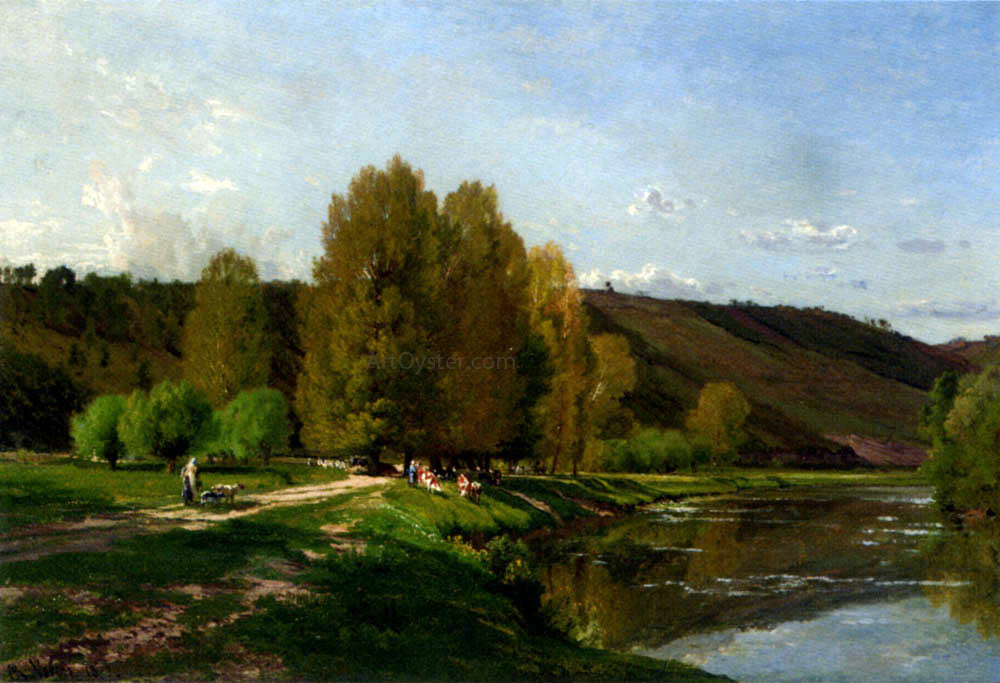  Alexandre Rene Veron Vaches Au Bord D'un Fleuve - Hand Painted Oil Painting