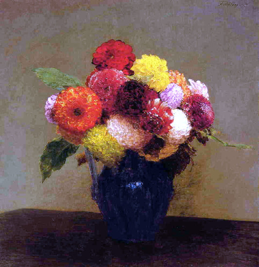  Henri Fantin-Latour Vase of Dahlias - Hand Painted Oil Painting