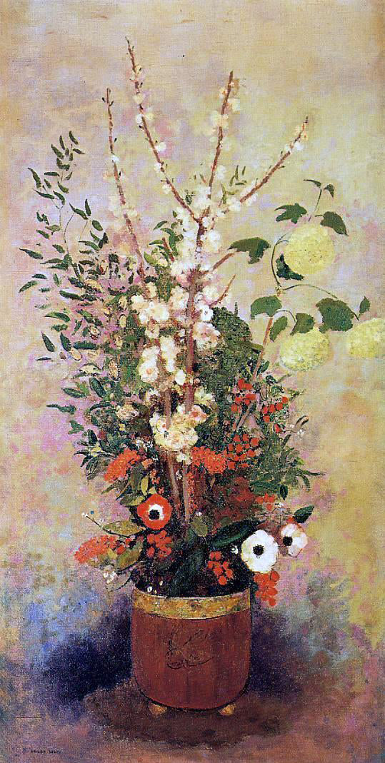  Odilon Redon Vase of Flowers with Branches of a Flowering Apple Tree - Hand Painted Oil Painting