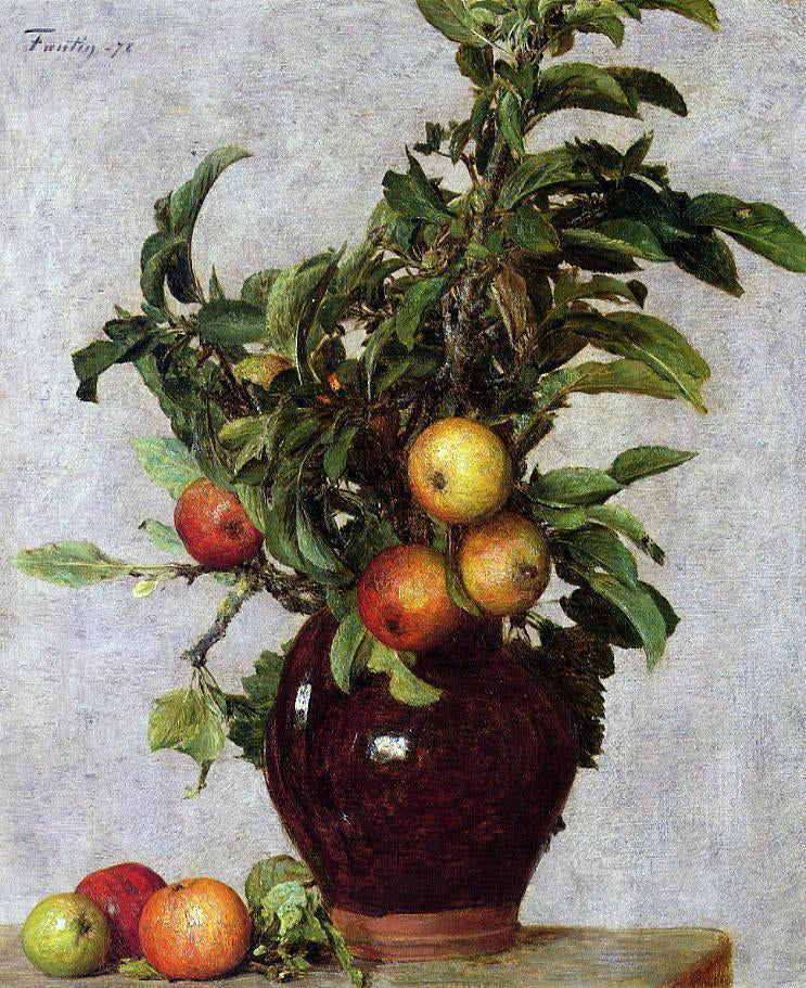  Henri Fantin-Latour Vase with Apples and Foliage - Hand Painted Oil Painting