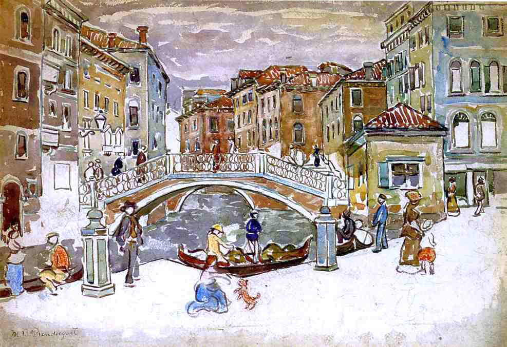  Maurice Prendergast Venice, The Little Bridge - Hand Painted Oil Painting