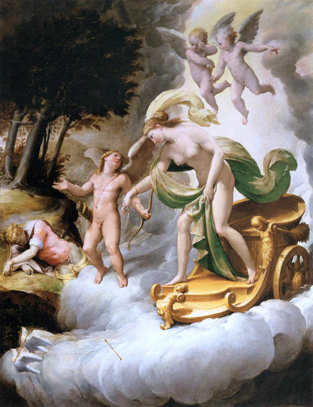  Jacopo Bertoia Venus Led by Cupid to the Dead Adonis - Hand Painted Oil Painting