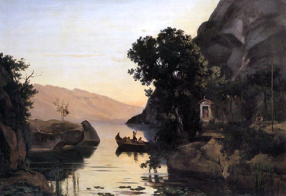  Jean-Baptiste-Camille Corot View at Riva, Italian Tyrol - Hand Painted Oil Painting