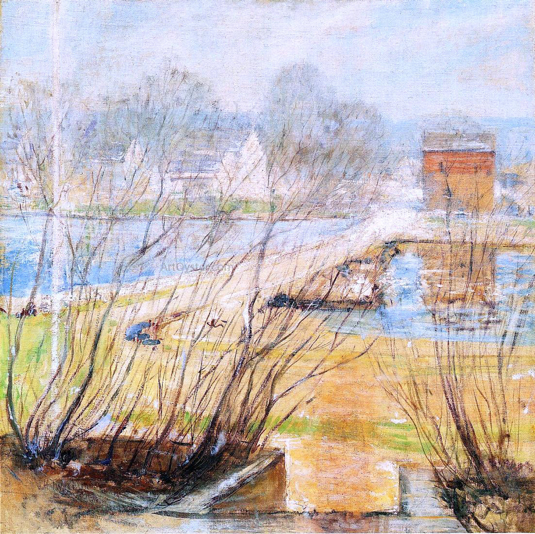  John Twachtman View from the Holley House, Cos Cob, Connecticut - Hand Painted Oil Painting