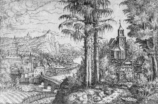  Hanns Lautensack View of a Town along the River with a Church on the Right Bank - Hand Painted Oil Painting