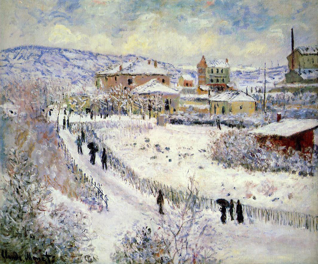  Claude Oscar Monet View of Argenteuil in the Snow - Hand Painted Oil Painting