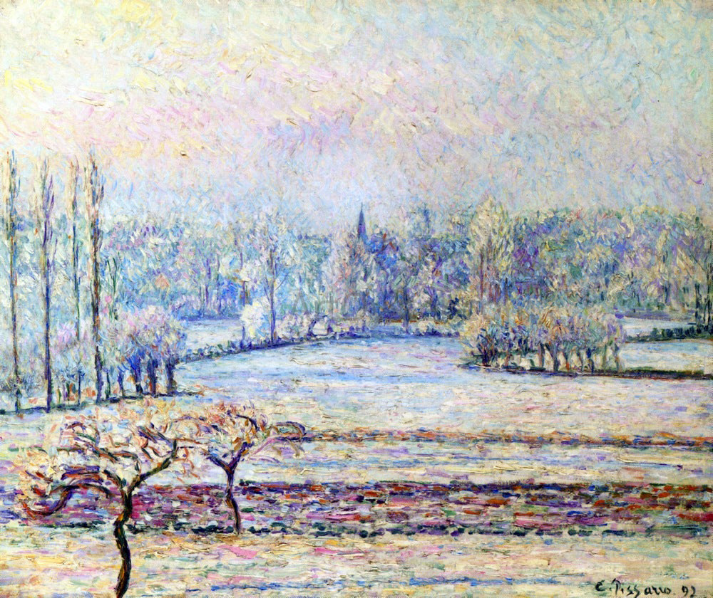  Camille Pissarro View of Bazincourt, Frost, Morning - Hand Painted Oil Painting
