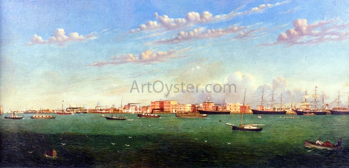  William Aiken Walker View of Galveston Harbor - Hand Painted Oil Painting