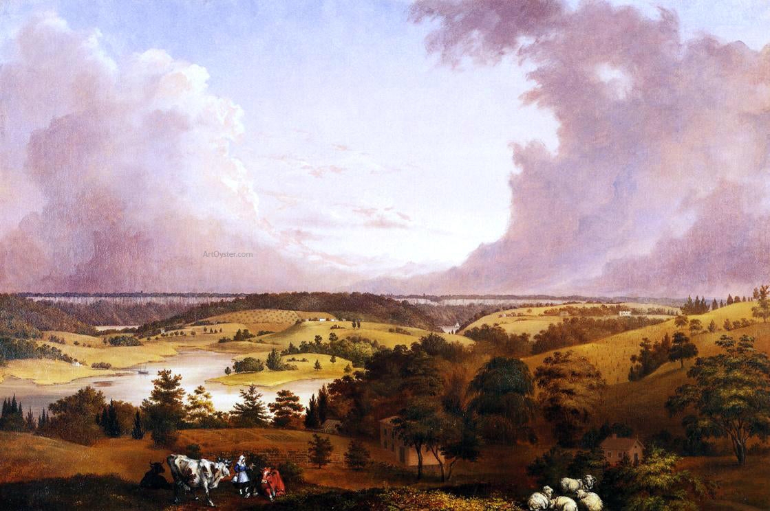  John Ludlow Morton View of Hastings-on-Hudson - Hand Painted Oil Painting