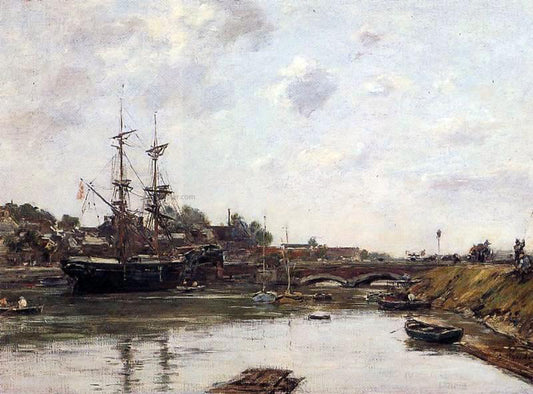  Eugene-Louis Boudin View of La Touques - Hand Painted Oil Painting