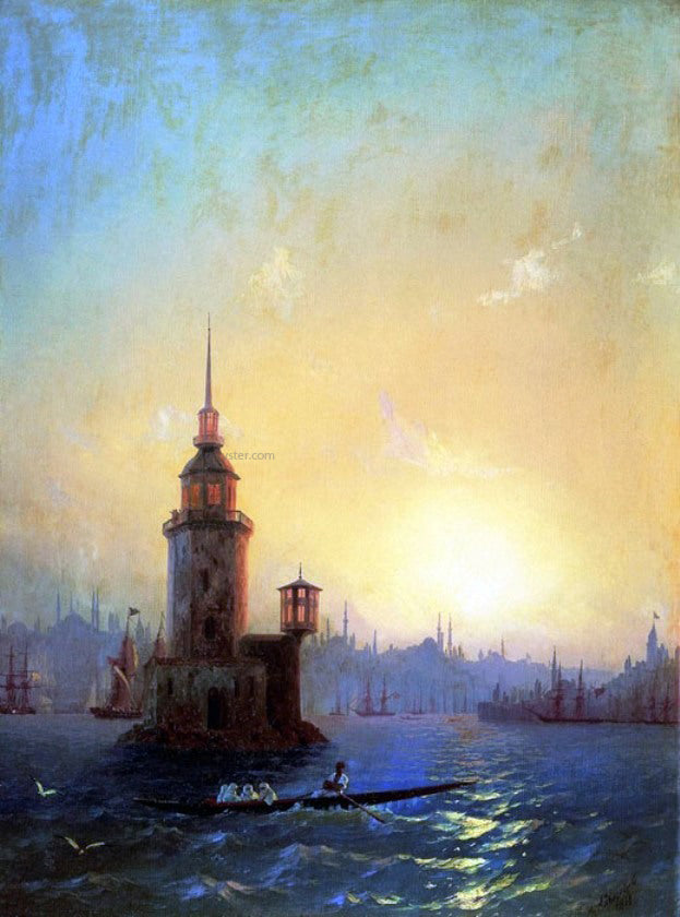  Ivan Constantinovich Aivazovsky View of Leandrovsk tower in Constantinople - Hand Painted Oil Painting