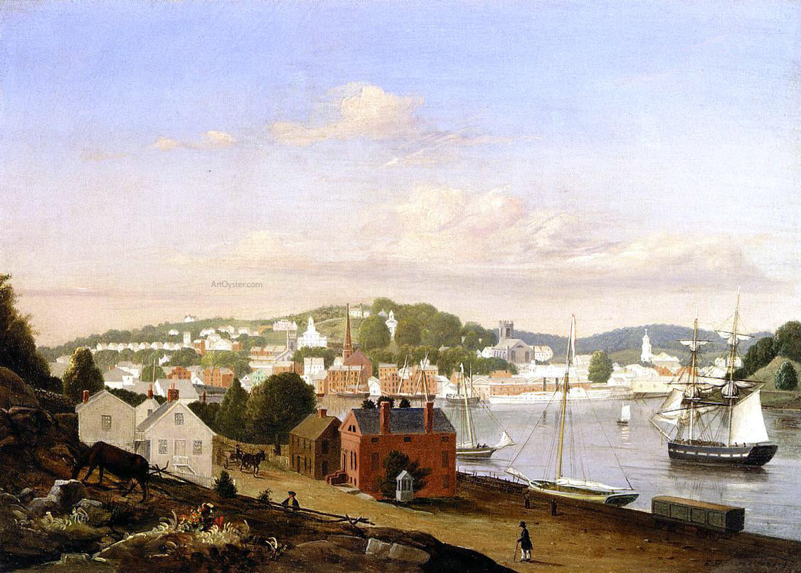  Fitz Hugh Lane View of Norwich, Connecticut - Hand Painted Oil Painting