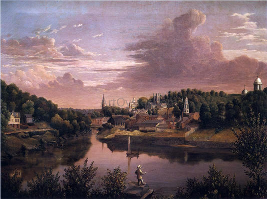 John Denison Crocker View of Norwich Harbor in 1849 - Hand Painted Oil Painting