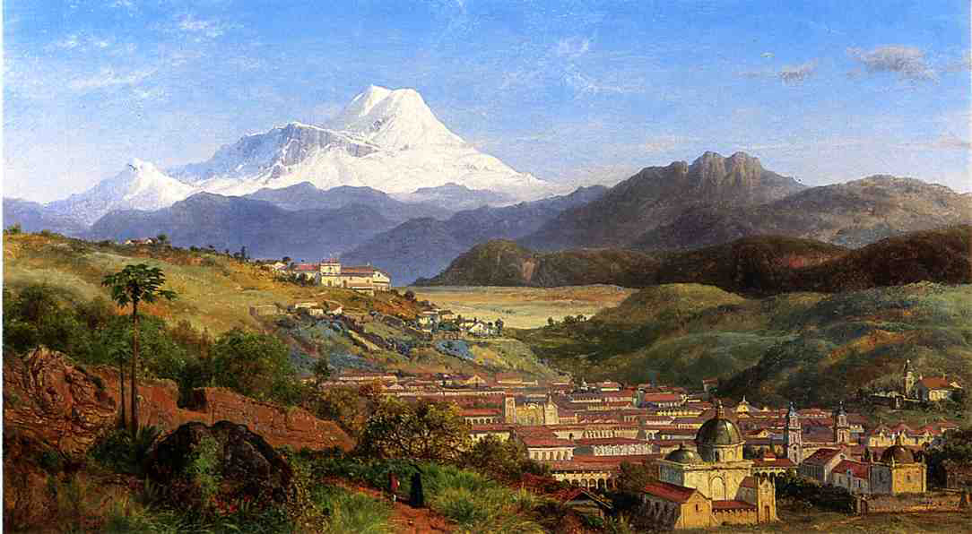  Louis Remy Mignot View of Riobamba, Ecuador, Looking North Towards Mount Chimborazo - Hand Painted Oil Painting