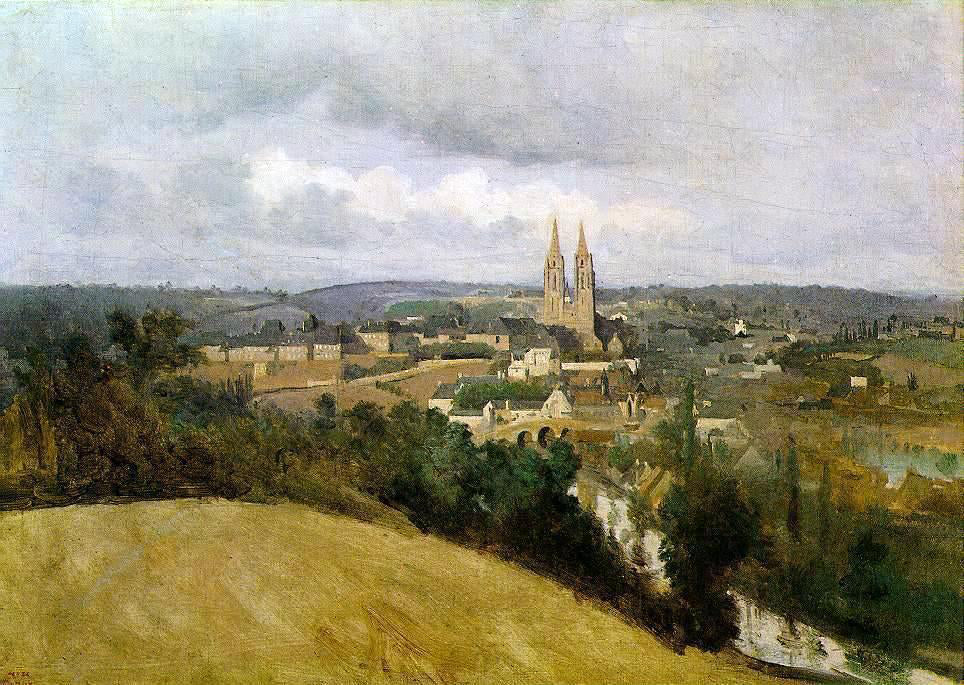  Jean-Baptiste-Camille Corot View of Saint Lo with the River Vire in the Foreground - Hand Painted Oil Painting