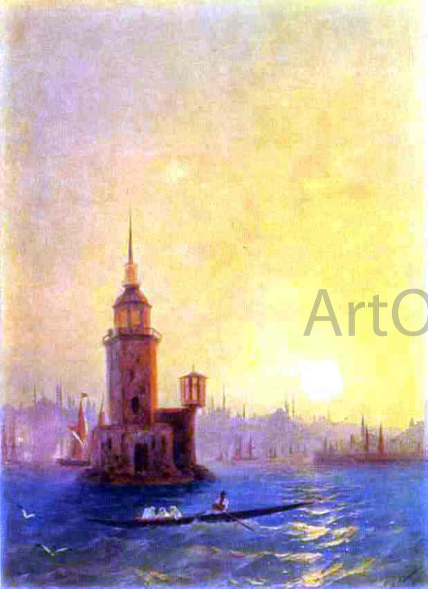  Ivan Constantinovich Aivazovsky View of the Leander Tower in Constantinople - Hand Painted Oil Painting