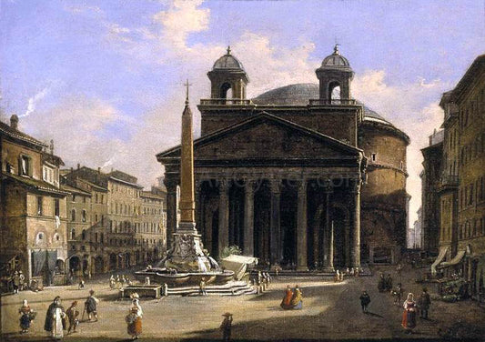  Ippolito Caffi View of the Pantheon, Rome - Hand Painted Oil Painting