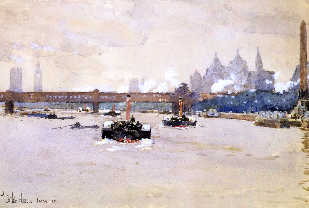  Frederick Childe Hassam View of the Thames - Hand Painted Oil Painting