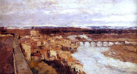  Albert Lebourg View of the Town of Pont-du-Chateau - Hand Painted Oil Painting