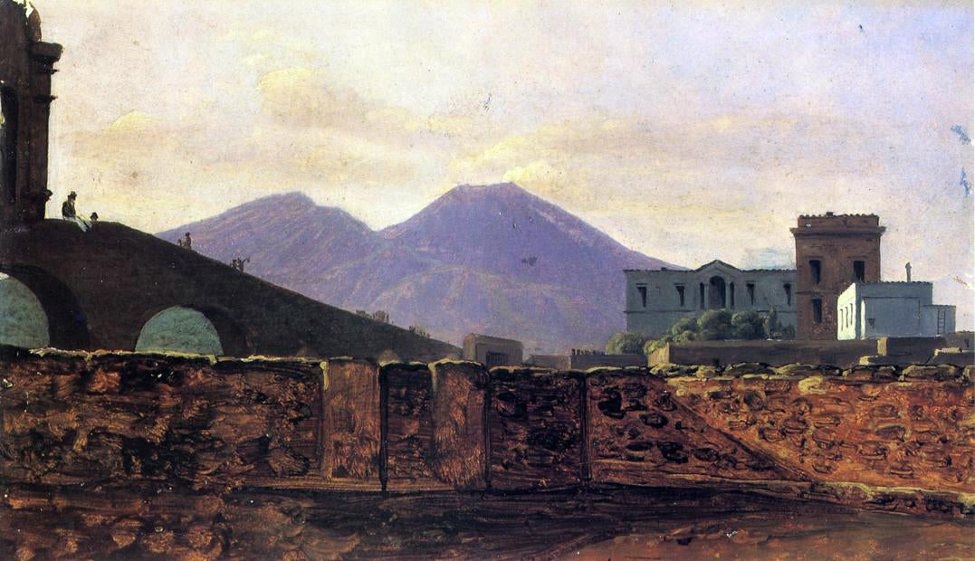  Gustaf Soderberg View of Vesuvius from the Bridge of St. Januarius, Naples - Hand Painted Oil Painting
