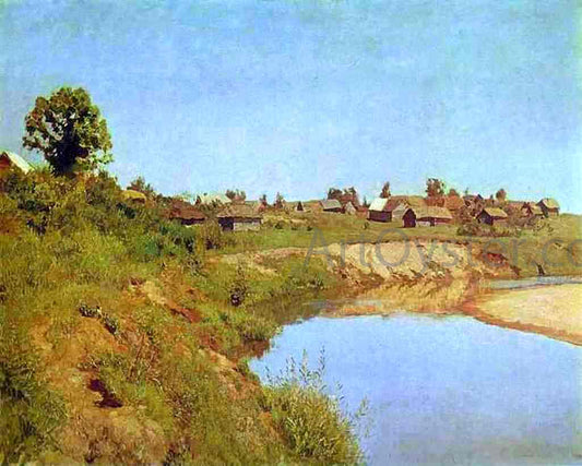 Isaac Ilich Levitan Village on the Bank of a River - Hand Painted Oil Painting
