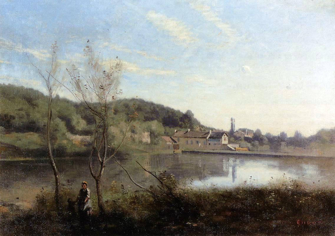  Jean-Baptiste-Camille Corot Ville d'Avray, the Large Pond and Villas - Hand Painted Oil Painting