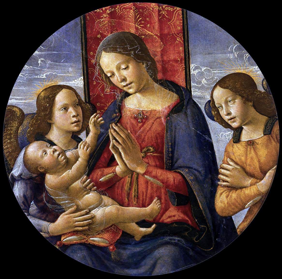  Bastiano Mainardi Virgin Adoring the Child with Two Angels - Hand Painted Oil Painting