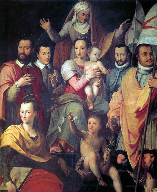  Giovanni Maria Butteri Virgin and Child with St Anne and Members of the Medici Family as Saints - Hand Painted Oil Painting