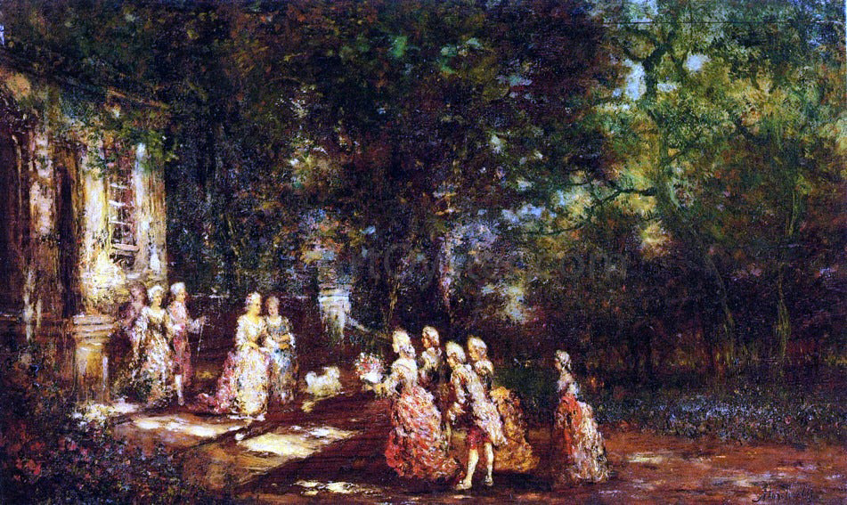  Adolphe-Joseph-Thomas Monticelli Visit to a Princess - Hand Painted Oil Painting