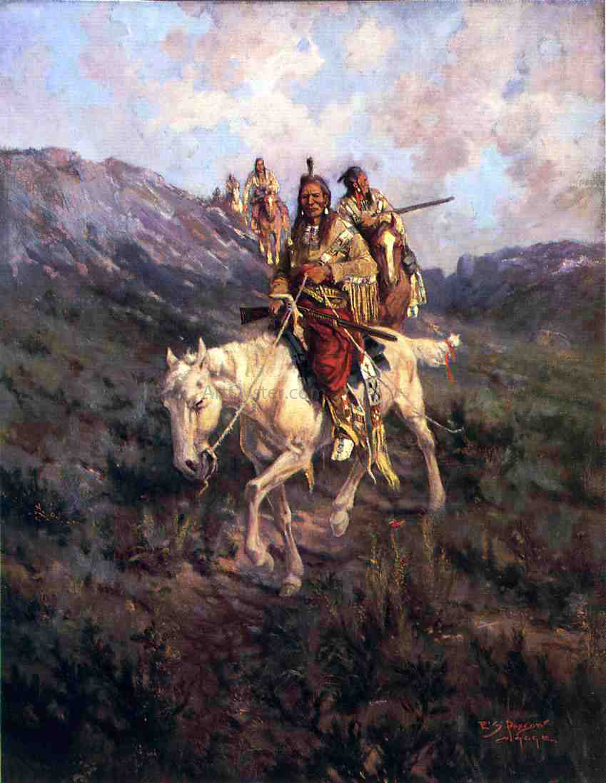  Edgar Samuel Paxson Visit to Another Tribe - Hand Painted Oil Painting