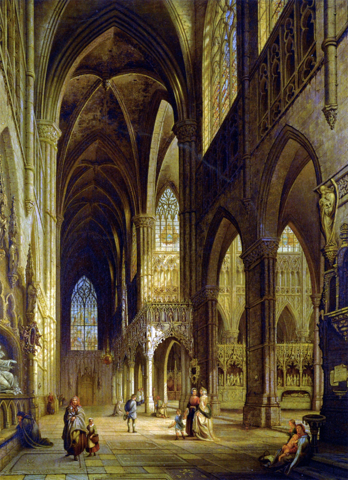  Jules Victor Genisson Vue du Transept de Leglise dAmiens - Hand Painted Oil Painting