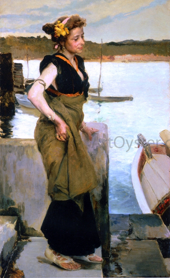  Joaquin Sorolla Y Bastida Waiting - Hand Painted Oil Painting