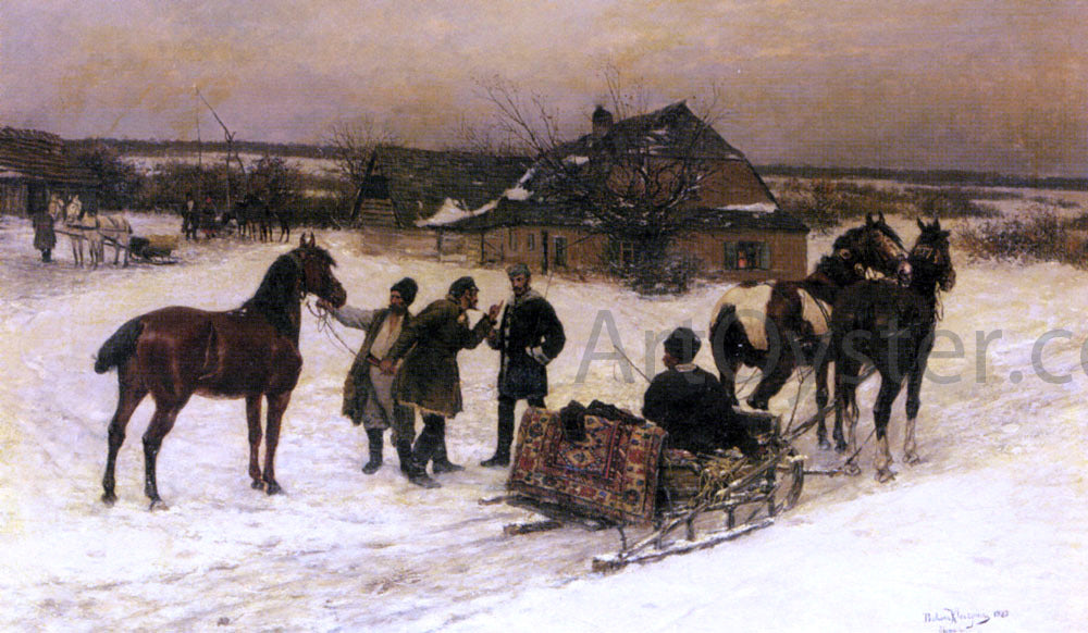  Bodhan Von Kleczynski Waiting to Depart - Hand Painted Oil Painting