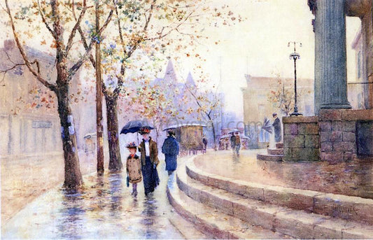  Paul Sawyier Walking in the Rain - Hand Painted Oil Painting