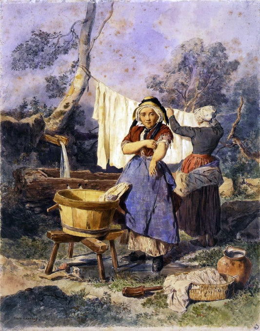   Jules Joseph Augustin Laurens Washerwomen - Hand Painted Oil Painting