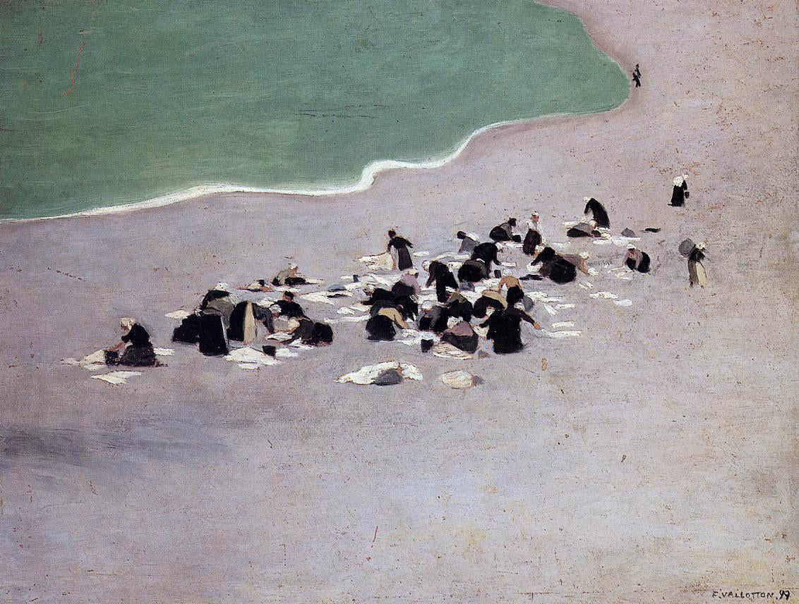  Felix Vallotton Washerwomen at Etretat (also known as Woman Drying Laundry on the Beach) - Hand Painted Oil Painting