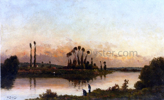  Hippolyte Camille Delpy Washerwomen in an Extensive River Landscape - Hand Painted Oil Painting