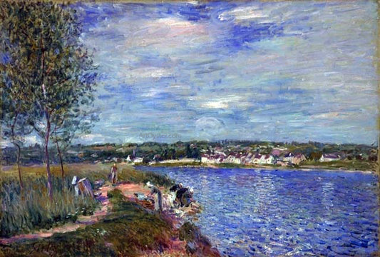  Alfred Sisley Washerwomen, near Champagne - Hand Painted Oil Painting