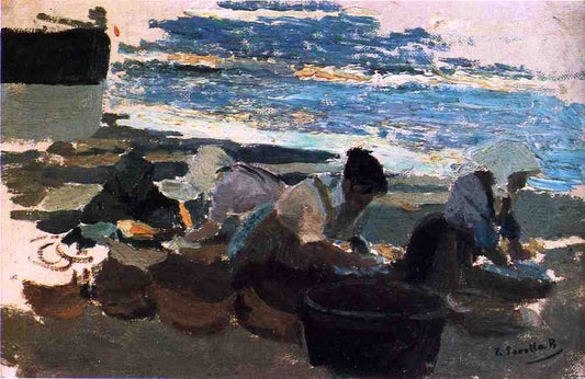  Joaquin Sorolla Y Bastida Washerwomen (sketch) - Hand Painted Oil Painting