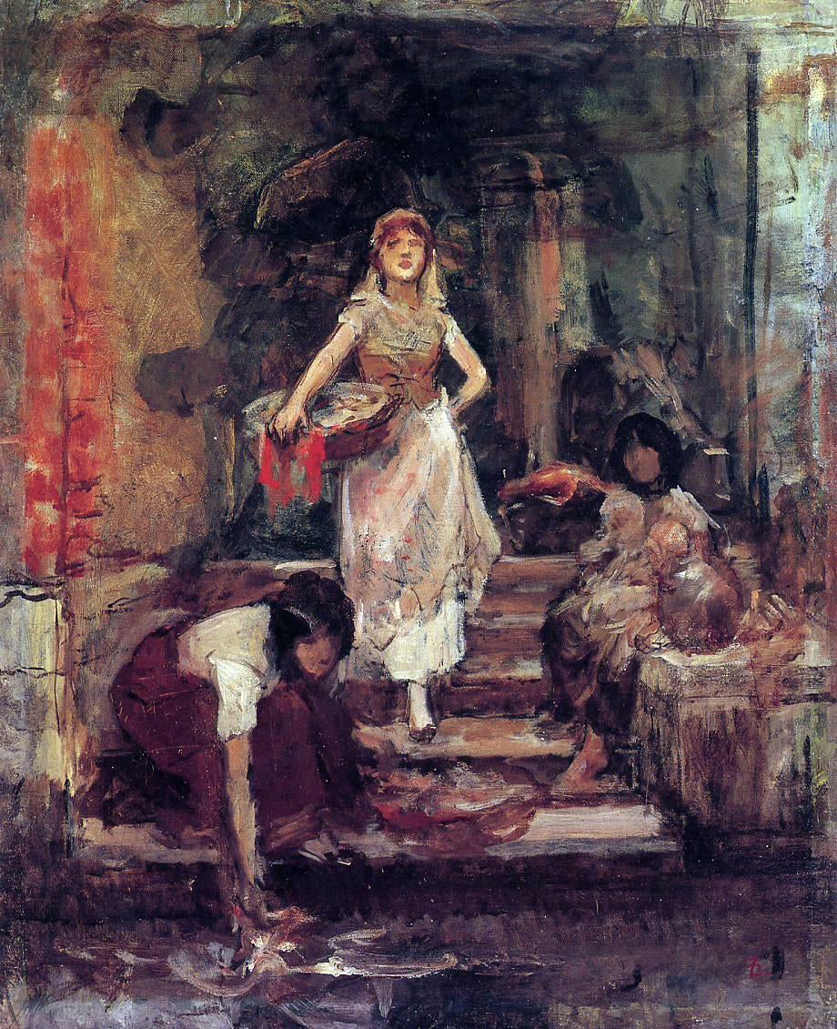  Frank Duveneck Washerwomen, Venice - Hand Painted Oil Painting