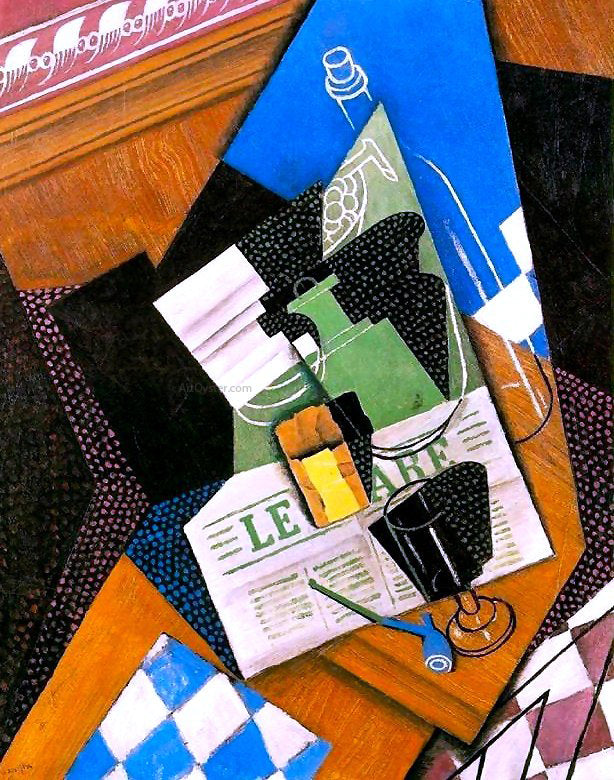  Juan Gris Waterbottle, Fruitdish - Hand Painted Oil Painting