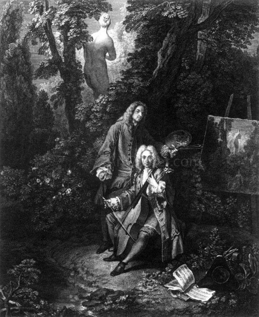  Nicolas-Henry Tardieu Watteau and his Friend Monsieur de Jullienne - Hand Painted Oil Painting