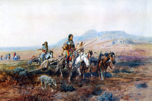  Charles Marion Russell When the Trail Was Long Between Camps - Hand Painted Oil Painting