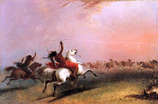  Alfred Jacob Miller Wild Horse Hunt - Hand Painted Oil Painting